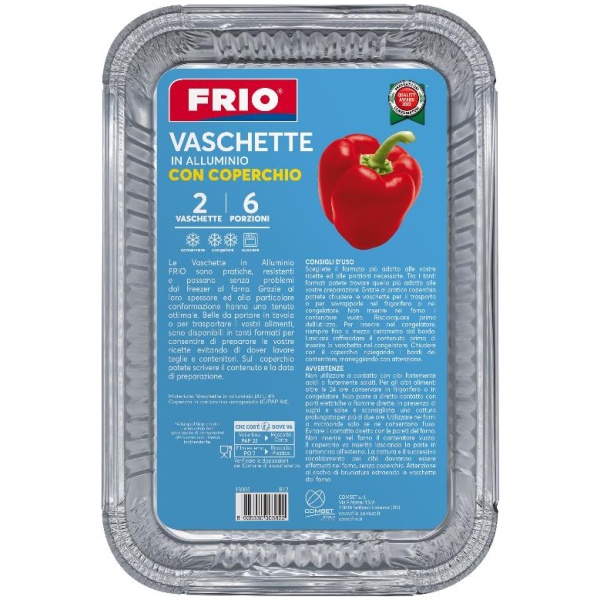 Frio Vaschette Alluminio con Coperchio 6 Porzioni R12 x 2