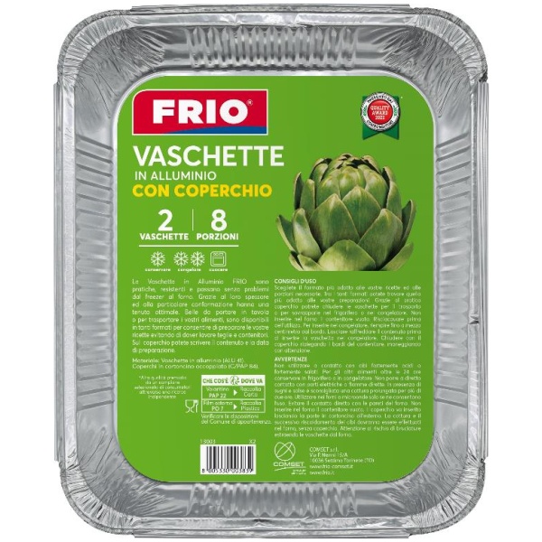 Frio Vaschette Alluminio con Coperchio 8 Porzioni X2 x 2
