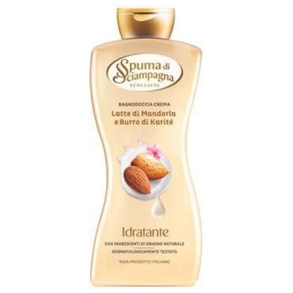 Spuma di Sciampagna Bagno 650ml Idratante Latte di Mandorle e Karitè