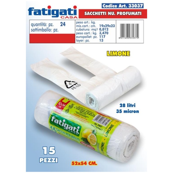 Fatigati Sacchi NU x 15 52x54 Limone (33037)