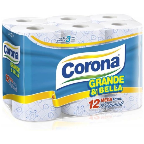 Corona Grande & Bella Igienica x 12 Rotoloni Profumati