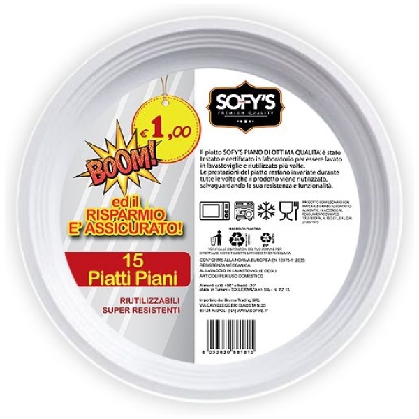 Sofy's Piatti Riutilizzabili x 15 Piani