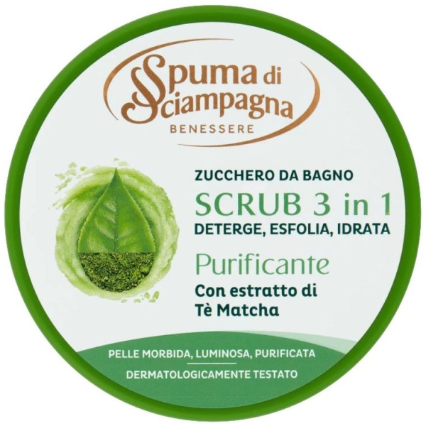 Spuma di Sciampagna Zucchero da Bagno Scrub 3 in 1 250ml Purificante