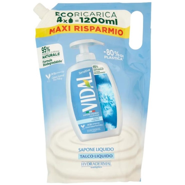 Vidal Sapone Liquido Ricarica 1200ml Talco Liquido