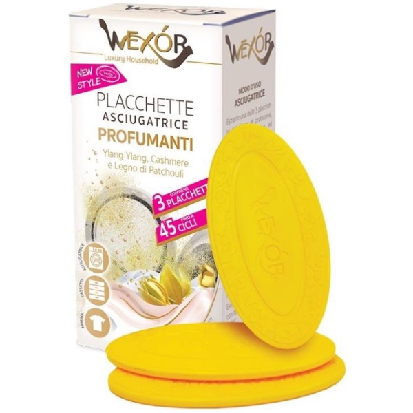Wexor Placchette Asciugatrice Profumanti x 3 Ylang Ylang Cashmere e Legno di Patchouli