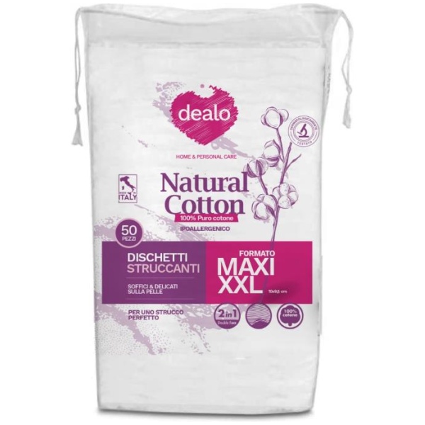 Dealo Natural Cotton Quadrotti Struccanti Maxi XXL x 50