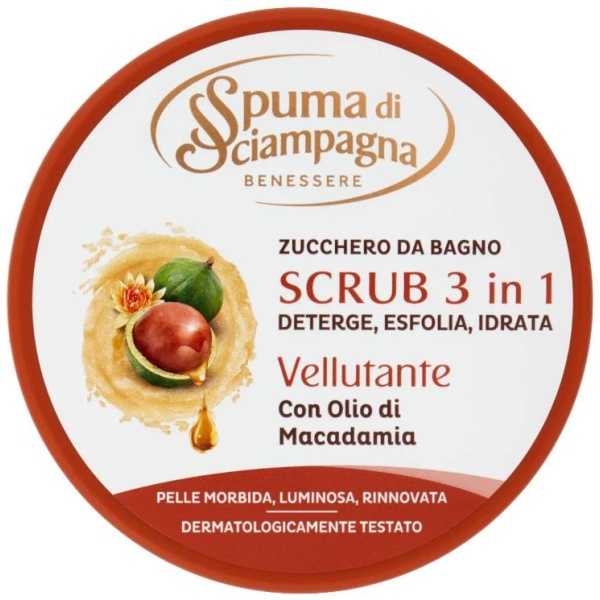 Spuma di Sciampagna Zucchero da Bagno Scrub 3 in 1 250ml Vellutante