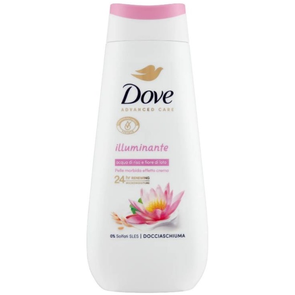 Dove Doccia 225ml Illuminante Acqua di Riso e Fiore di Loto