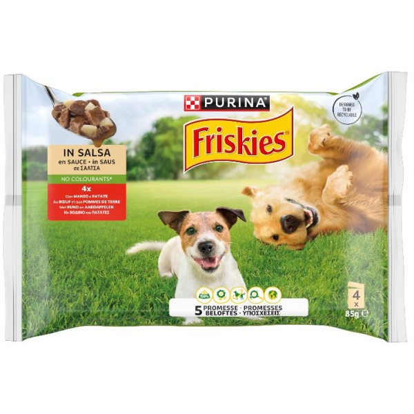 Friskies Cane Bocconi Manzo/Patate 4x85gr