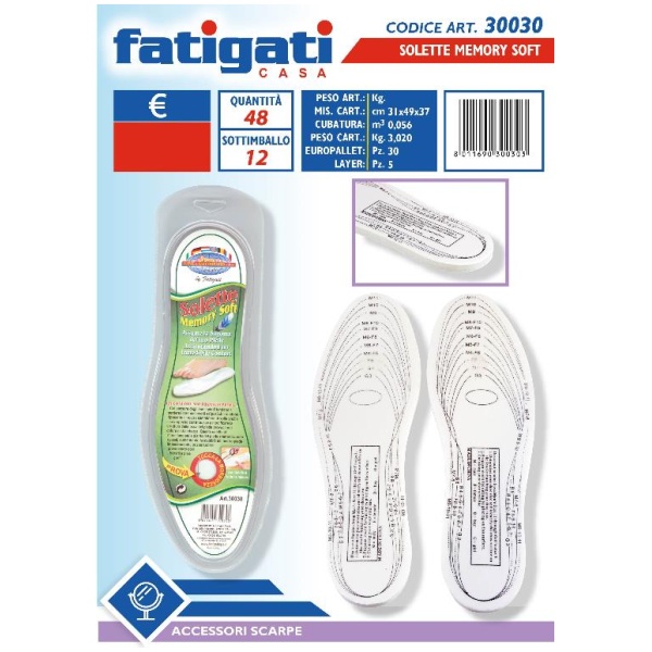 Fatigati Solette Scarpe Memory Soft (30030)