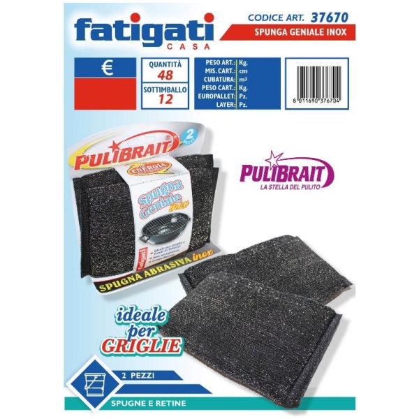 Fatigati Spugna Geniale Inox Pulibrait x 2 (37670)