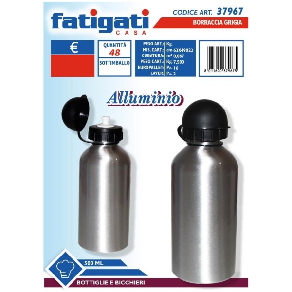 Fatigati Borraccia Alluminio Grigio (37967)