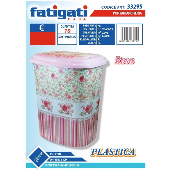 Fatigati Portabiancheria Plastica Rosa 45lt. (33295)