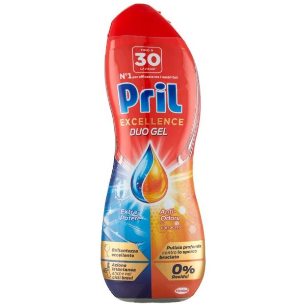 Pril Excellence Duo Gel 30 Lavaggi Anti-Odore con Aceto