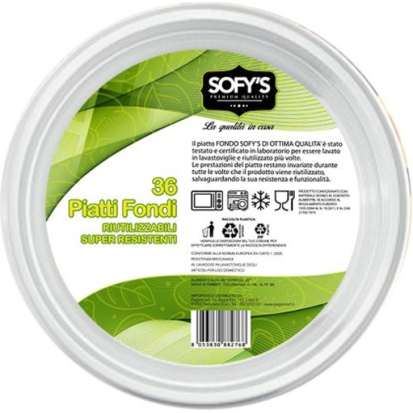 Sofy's Piatti Super Resistenti Riutilizzabili x 36 Fondi