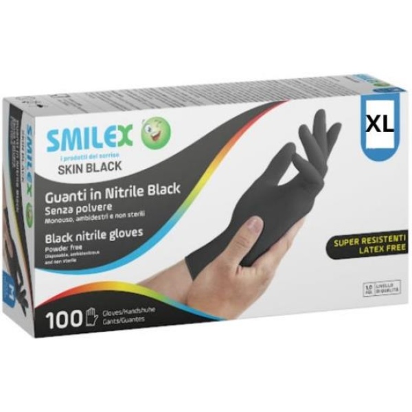 Smilex Guanti Nitrile Black x 100 XL