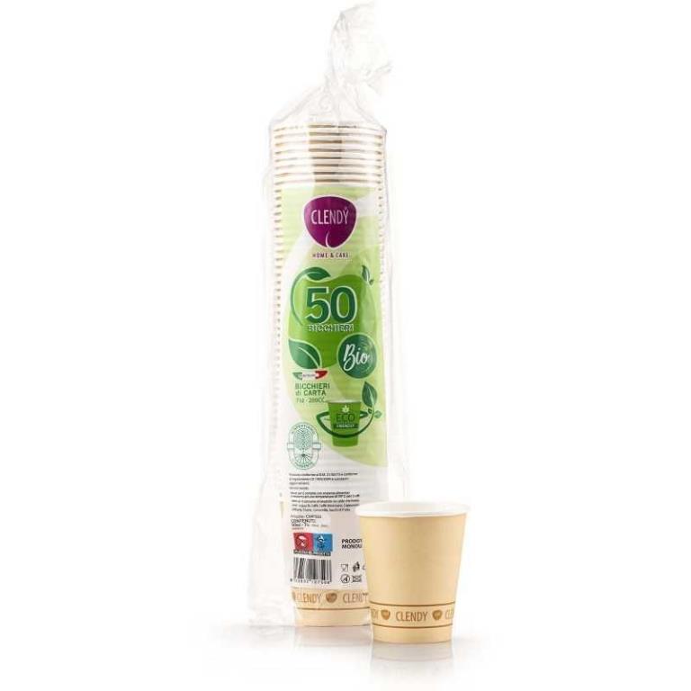 Clendy Bio Bicchieri Carta Acqua 200ml x 50